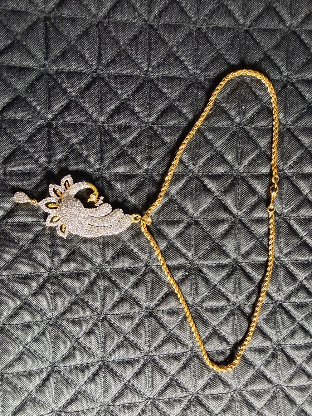 Gold-Tone Peacock Pendant Necklace with Clear Crystal Accents